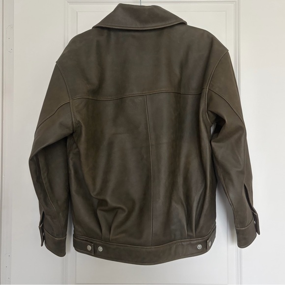 Quince 100% Leather Oversized Bomber Jacket | XS | Distressed Brown | MSRP: $250 - Picture 11 of 13